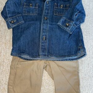 Carters Denim Shirt and Tan Pants Set